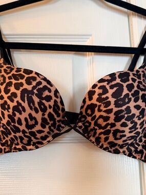 Victoria's Secret Leopard Print Push-Up Bra - Black and Tan